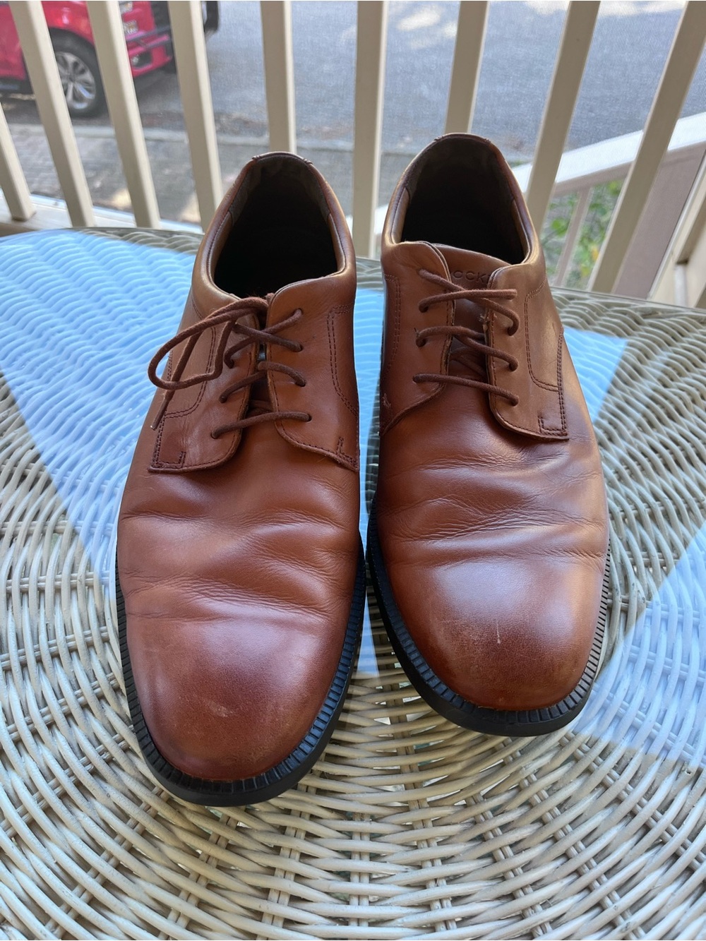 Rockport Men's Tan Leather Derby Lace-Up Shoes